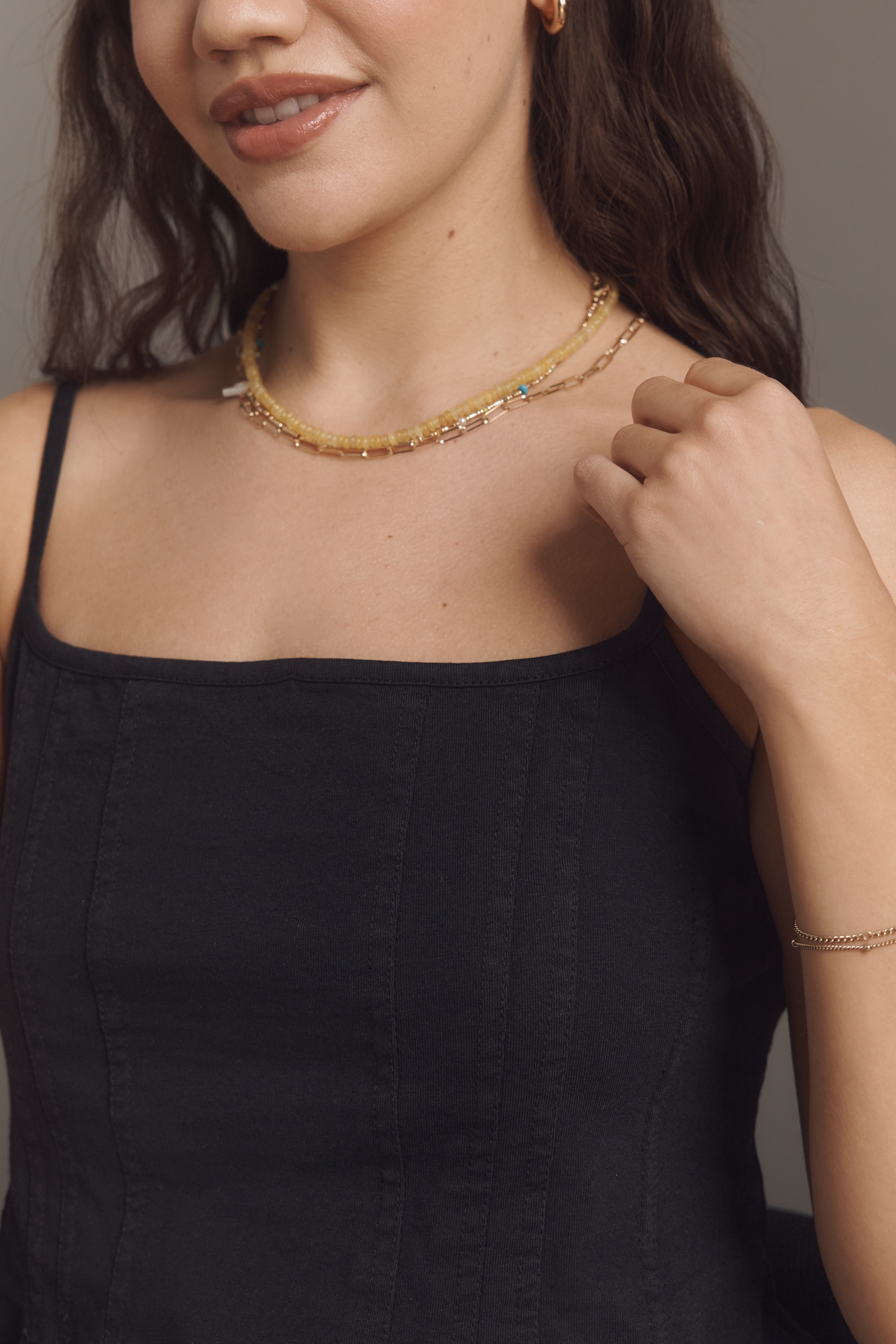 Pilcro Pintuck Square-Neck Tank Top
