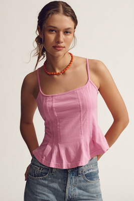PILCRO PINTUCK SQUARE-NECK TANK TOP 