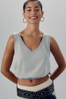PILCRO V-NECK BUBBLE MUSCLE TANK TOP 