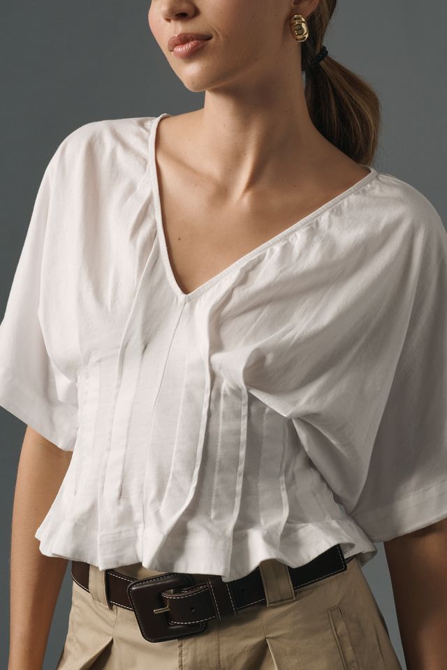 By Anthropologie Dolman-Sleeve Pleated V-Neck Top #1