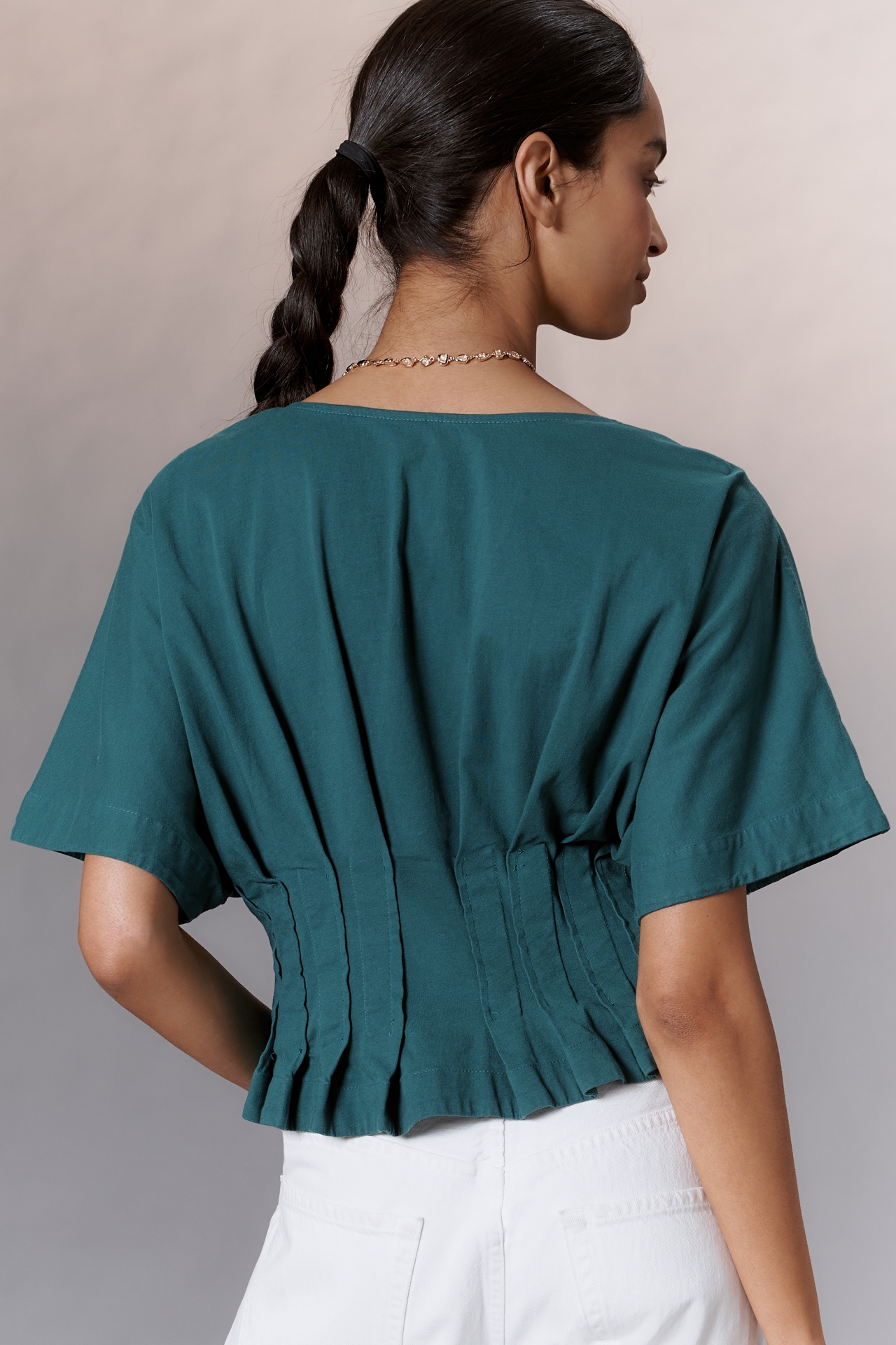 By Anthropologie Dolman-Sleeve Pleated V-Neck Top