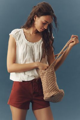 Flat White Knit Pull-On Shorts