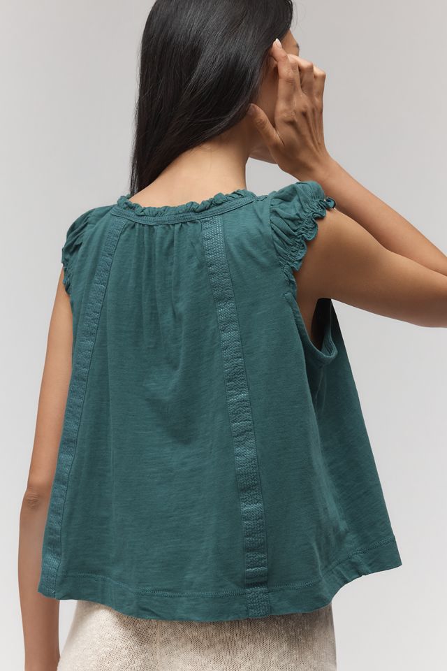 By Anthropologie Ruffle-Shoulder Swing Tank Top #1