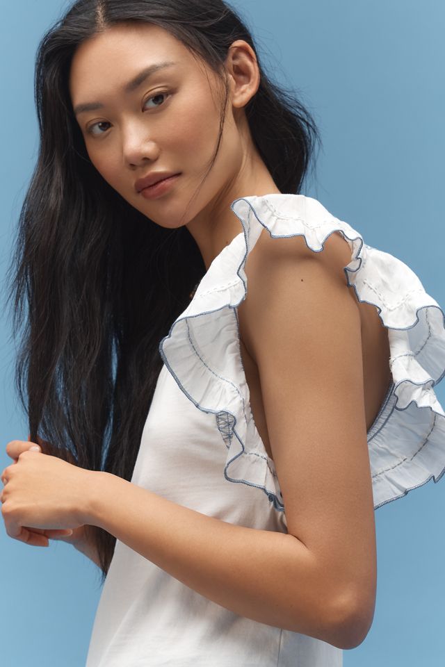 By Anthropologie Smocked Flutter-Sleeve Tee #3
