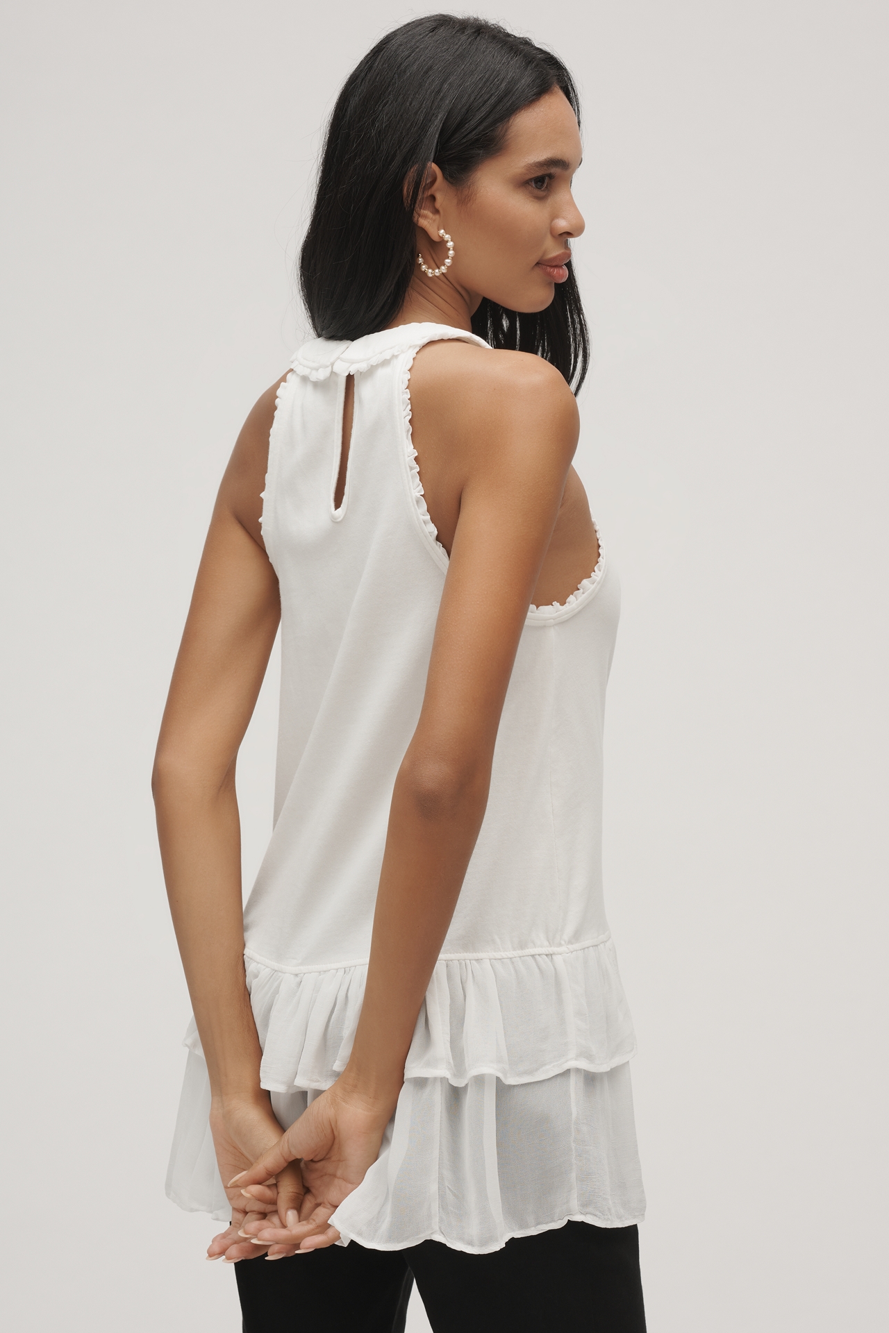 Maeve Collared Halter Ruffled Tunic Top