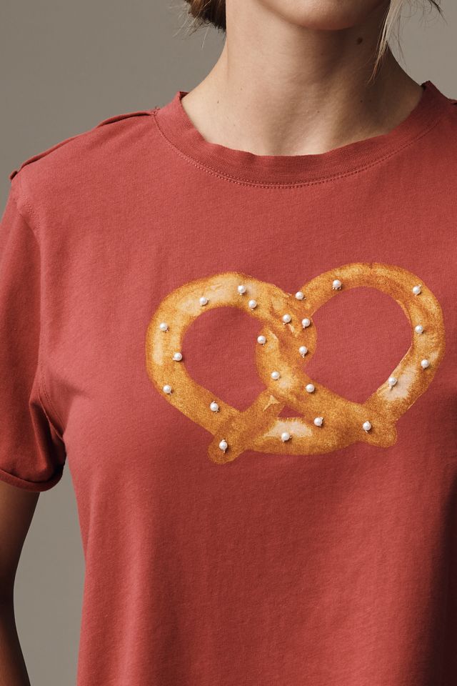 Maeve Pearl-Embellished Pretzel Graphic Tee #3