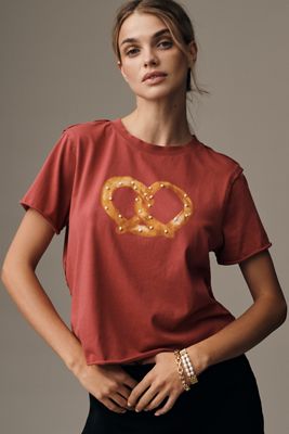 Maeve Pearl-Embellished Pretzel Graphic Tee