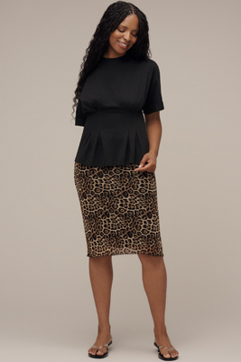 By Anthropologie Short-sleeve Pleated Peplum Tee In Black