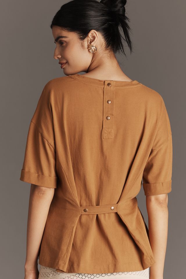 By Anthropologie Short-Sleeve Pleated Peplum Tee #1