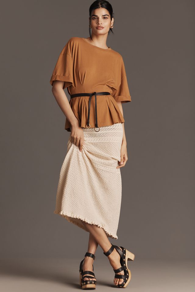 By Anthropologie Short-Sleeve Pleated Peplum Tee #2
