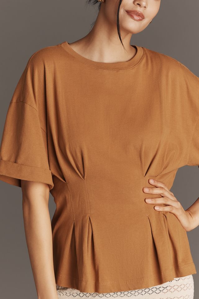 By Anthropologie Short-Sleeve Pleated Peplum Tee #3