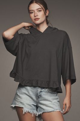 Pilcro Ruffled Hooded Top