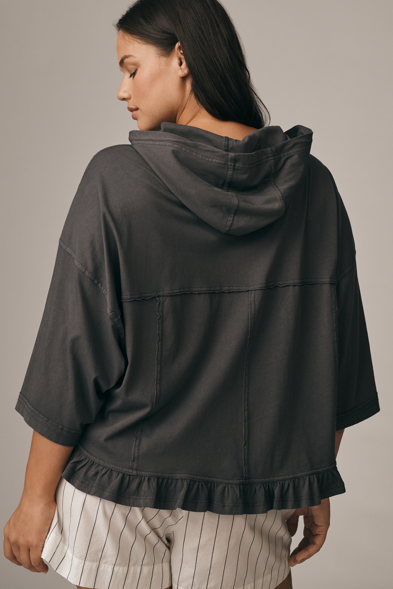 Pilcro Ruffled Hooded Top