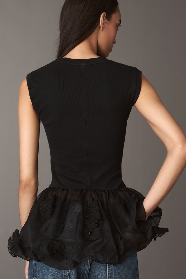 By Anthropologie 3D Floral Peplum Top #1