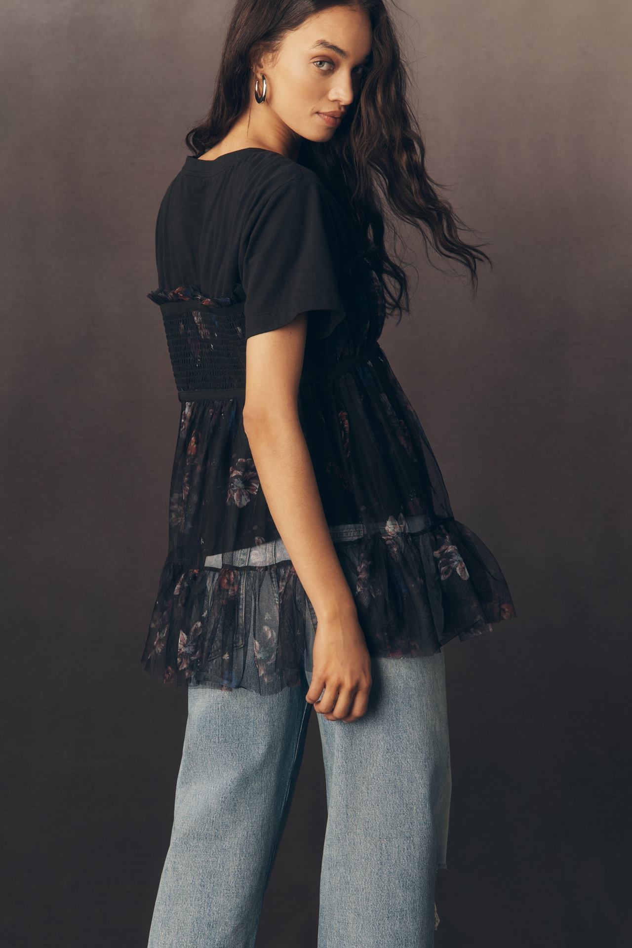 By Anthropologie Tiered Bow Tulle T-Shirt