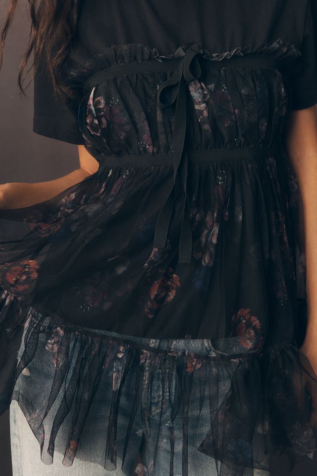 By Anthropologie Tiered Bow Tulle T-Shirt #3