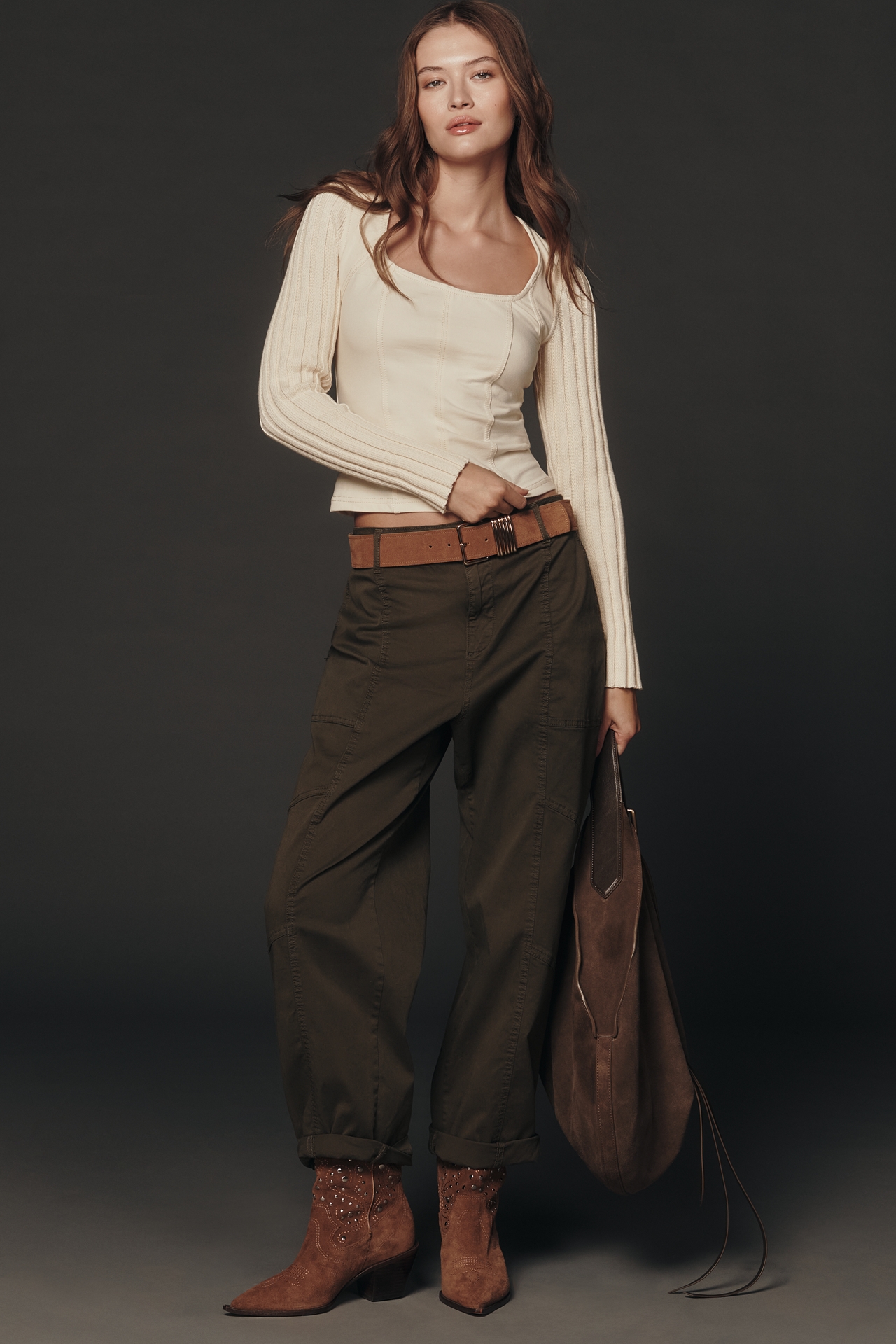 Pilcro Long-Sleeve Square-Neck Top