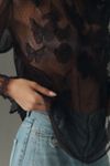 By Anthropologie 3D Butterfly Sheer Blouse