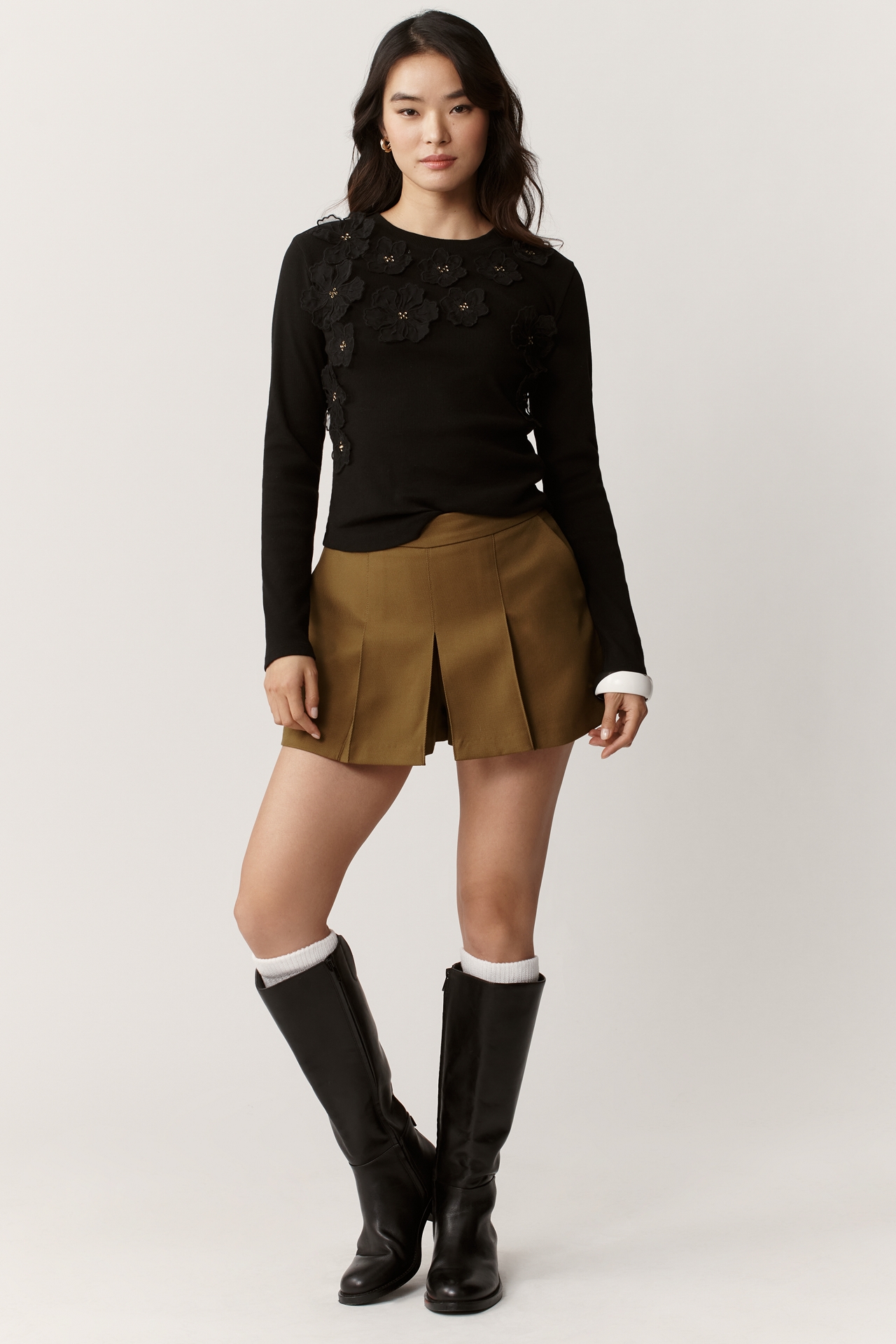 By Anthropologie 3D Floral Crew-Neck Sweater