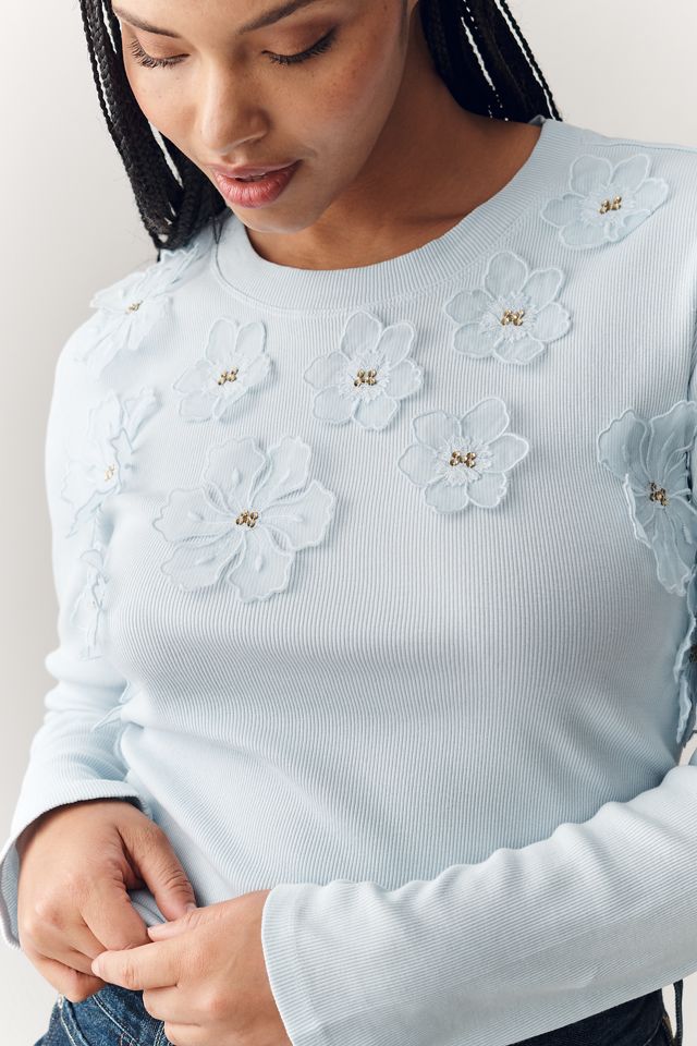 By Anthropologie 3D Floral Crew-Neck Sweater #1