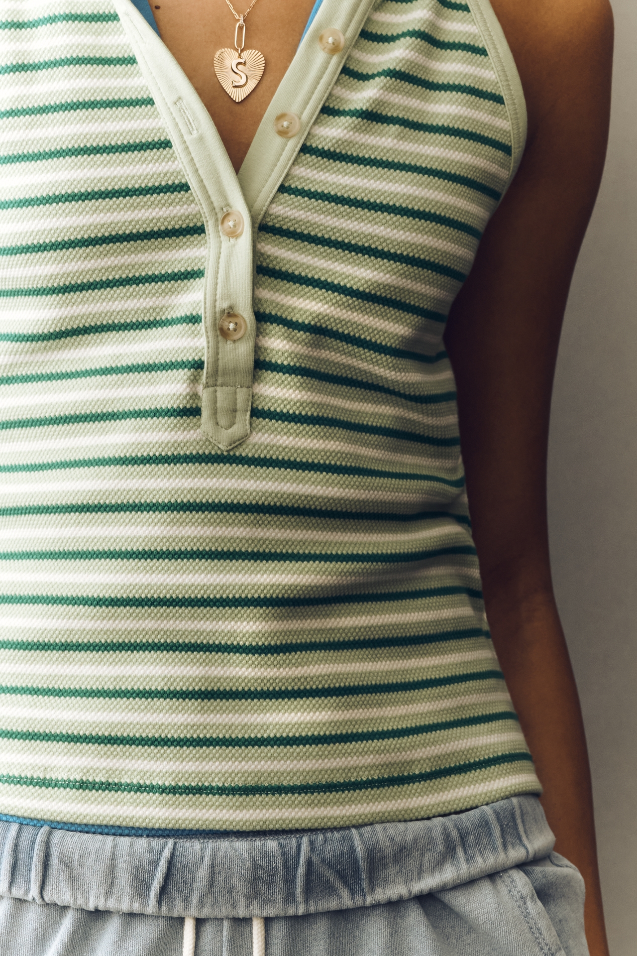 Pilcro Buttondown Henley Tank Top