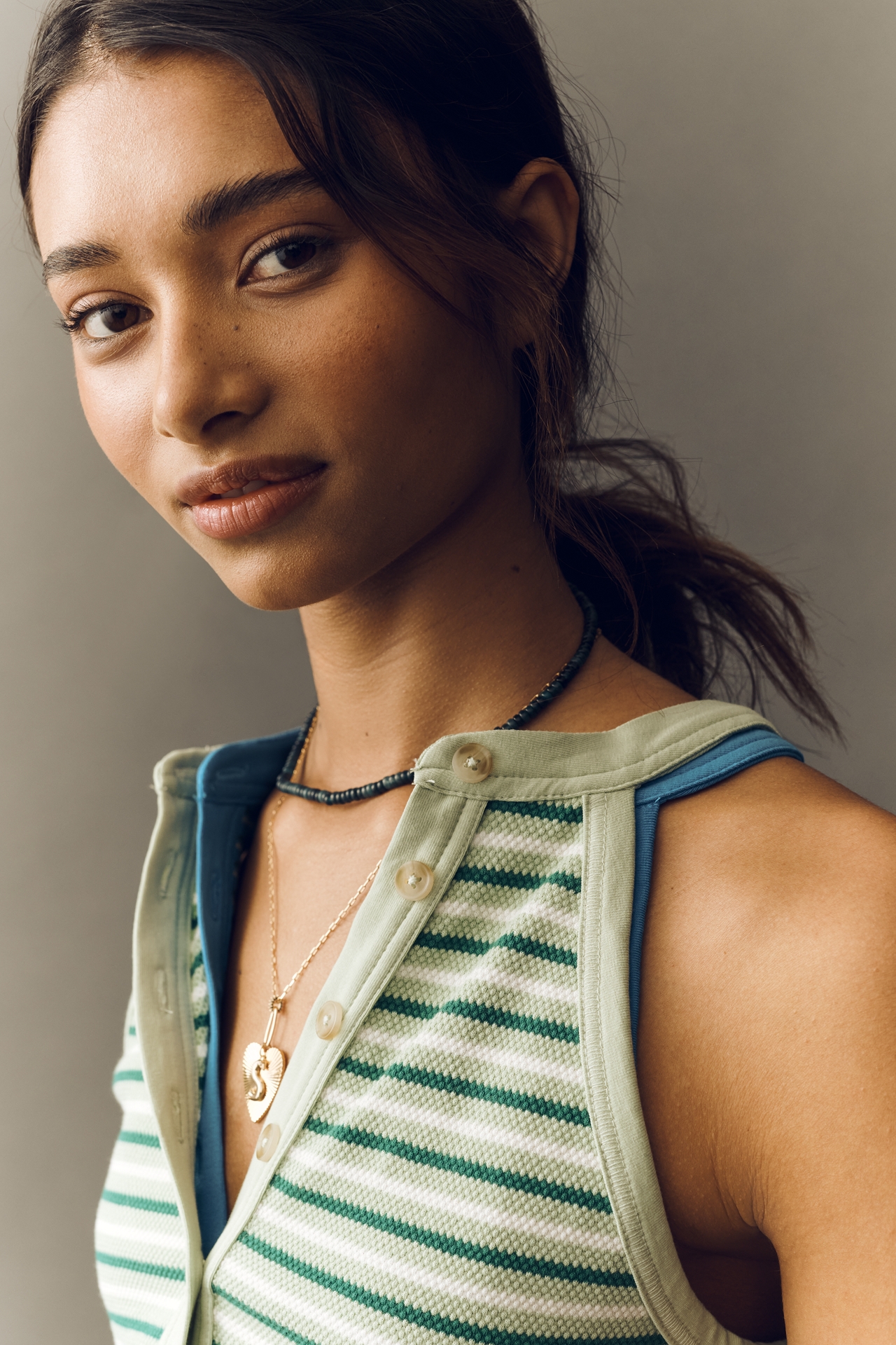 Pilcro Buttondown Henley Tank Top