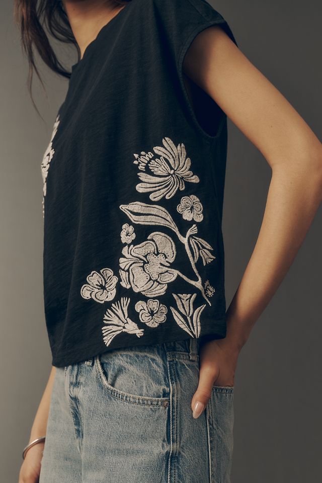 By Anthropologie Embroidered Topanga Tee #1
