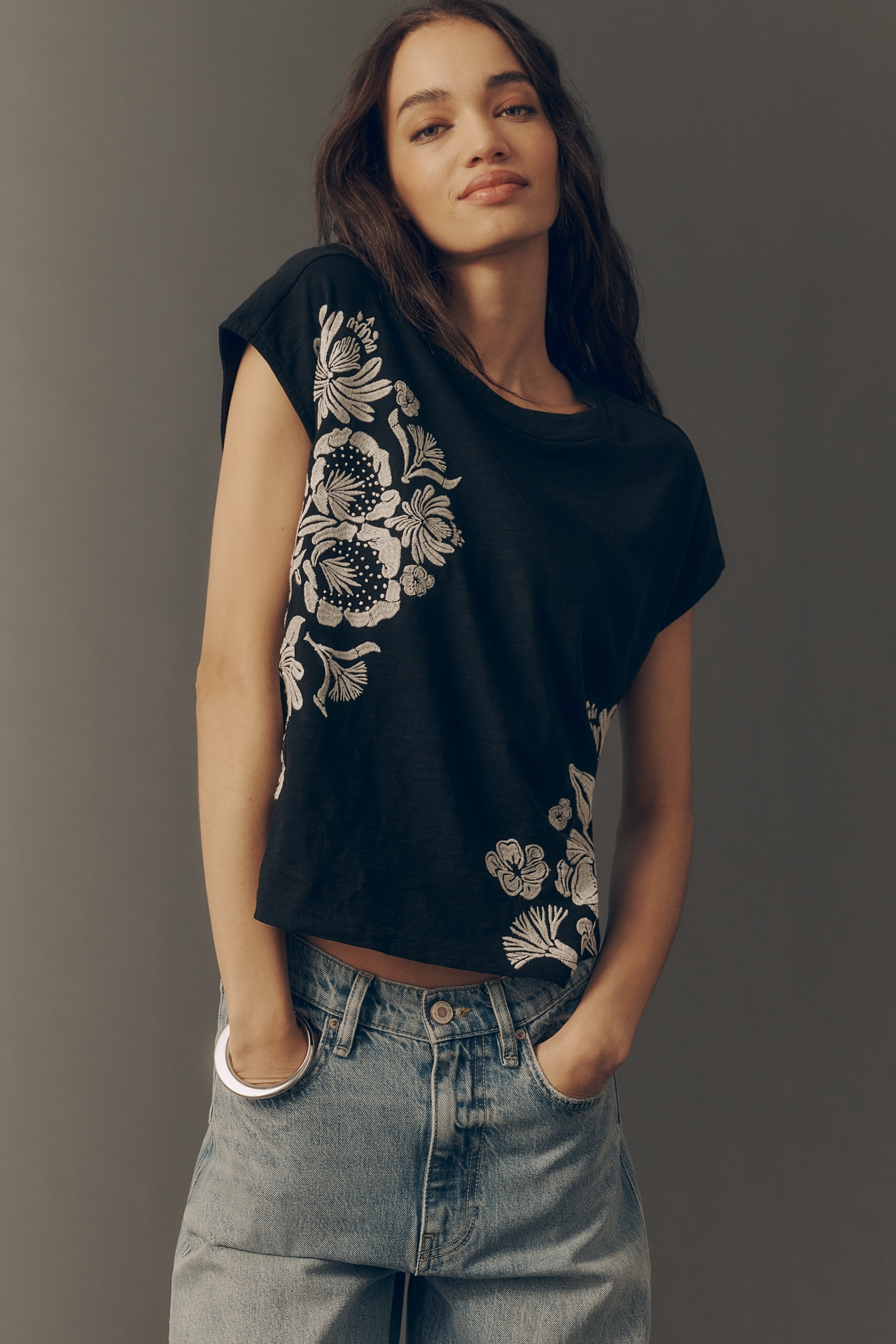 By Anthropologie Embroidered Topanga Tee