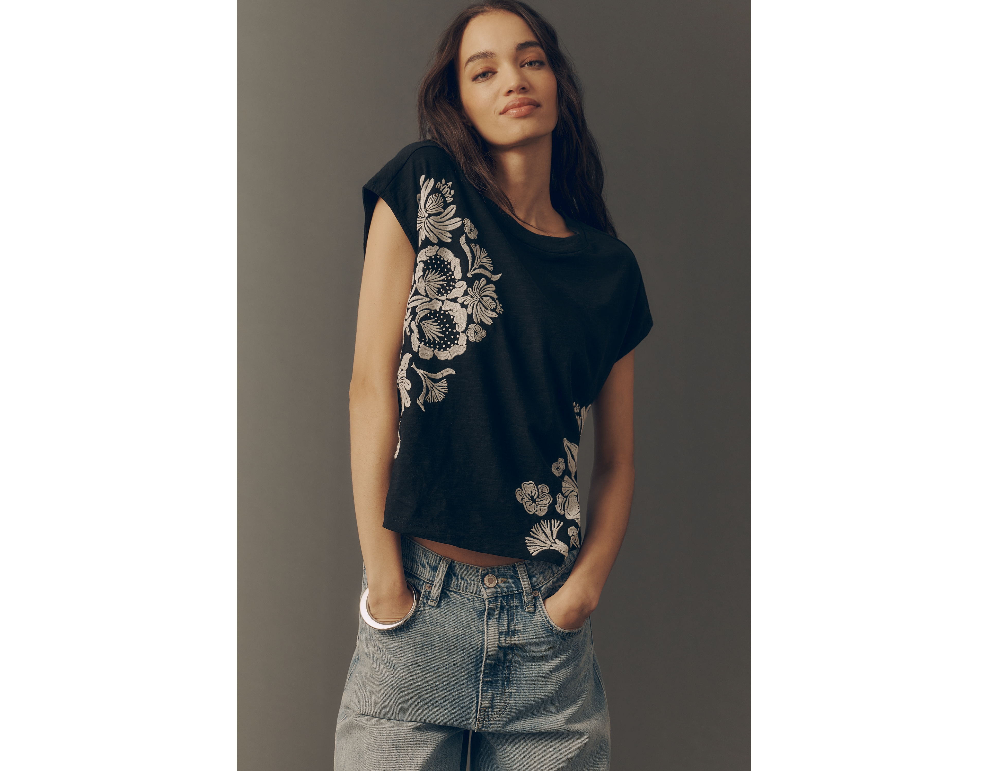 By Anthropologie Embroidered Topanga Tee