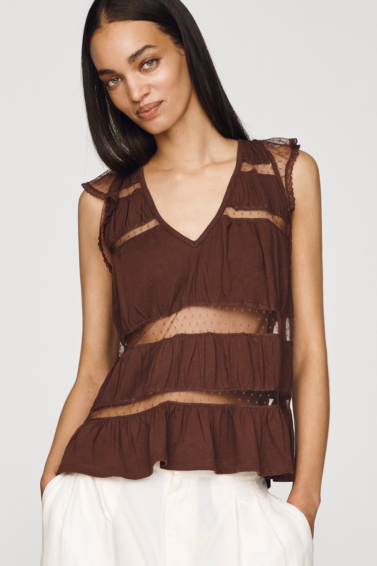 By Anthropologie Cotton Spliced Hem Tee