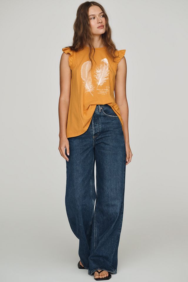 Pilcro Cotton Flutter-Sleeve Tee #1