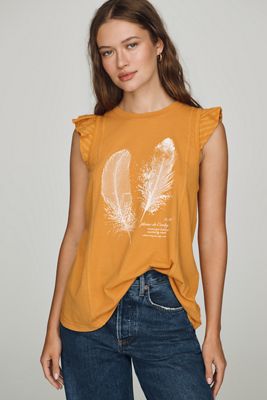 Pilcro Cotton Flutter-Sleeve Tee