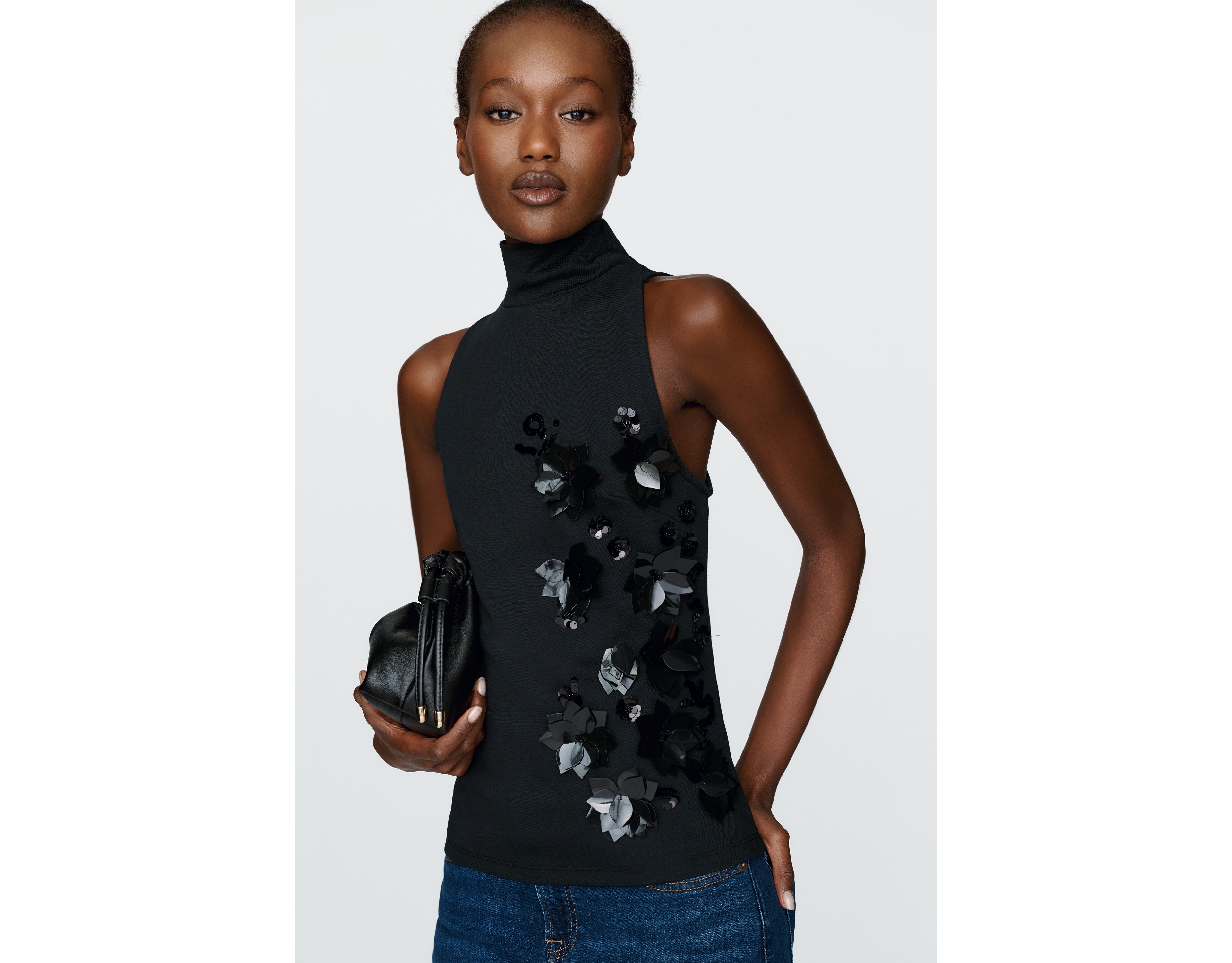 By Anthropologie Cotton Blend Sleeveless Mock Neck Top