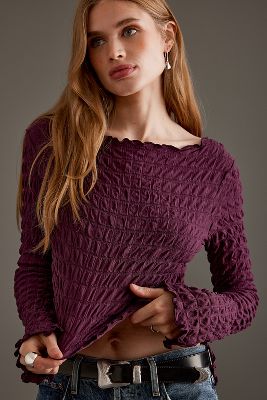 BY ANTHROPOLOGIE BY ANTHROPOLOGIE TEXTURED LONG-SLEEVE TOP 