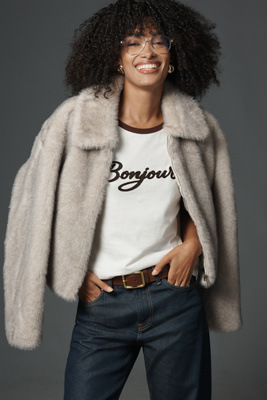 Raisonnel Bonjour Graphic Ringer Tee In Brown