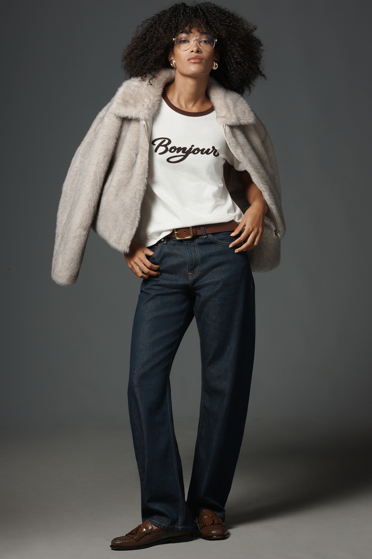 RAISONNEL Bonjour Graphic Ringer Tee