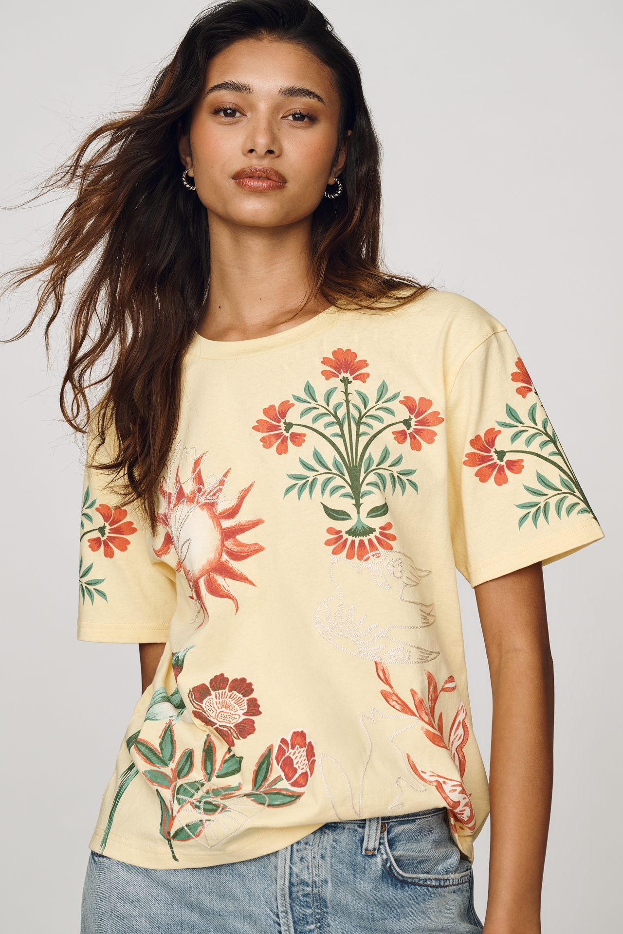 RAISONNEL Cotton Embroidered Tee