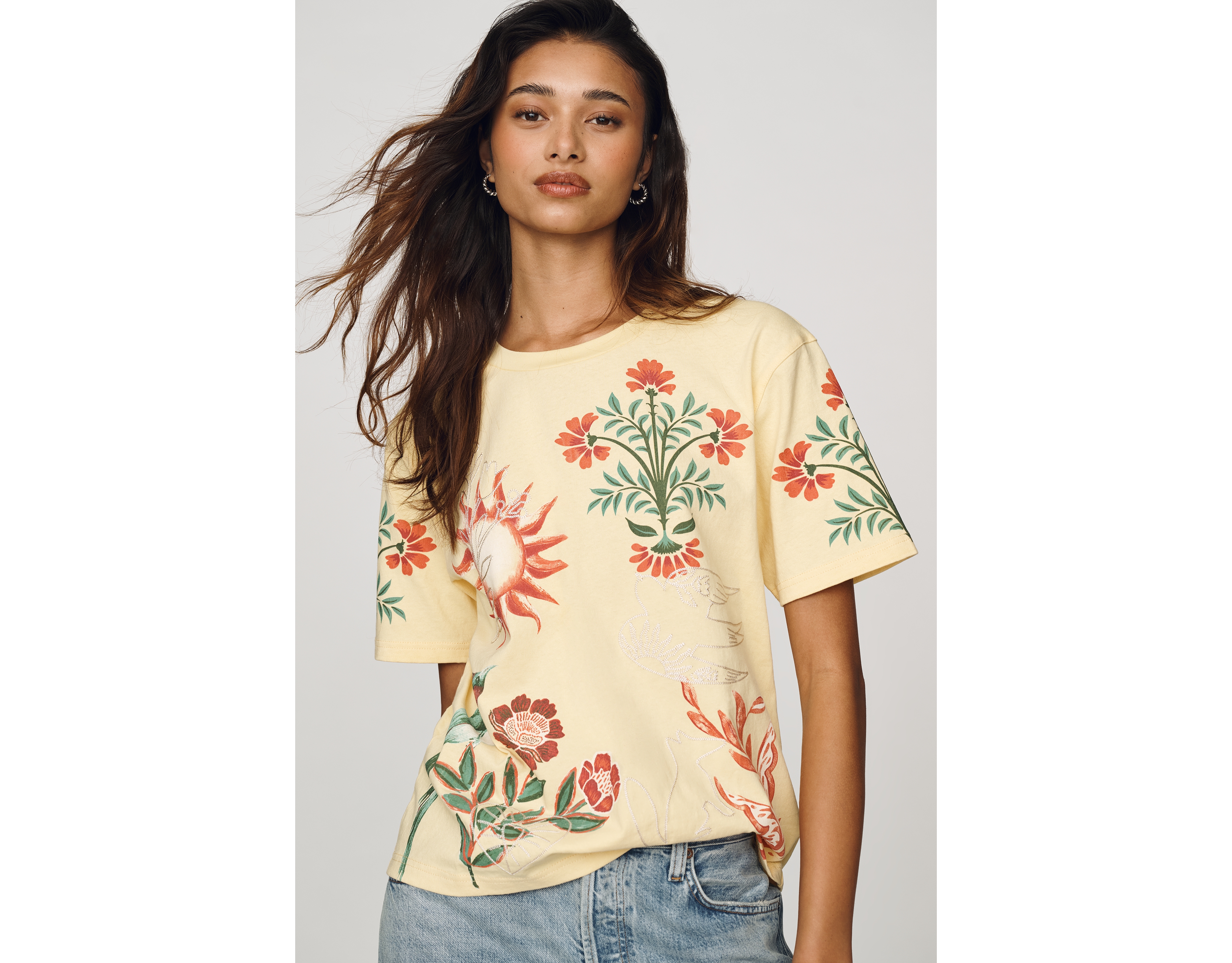 RAISONNEL Cotton Embroidered Tee