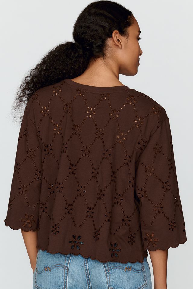 RAISONNEL 100% Cotton Eyelet Blouse #1