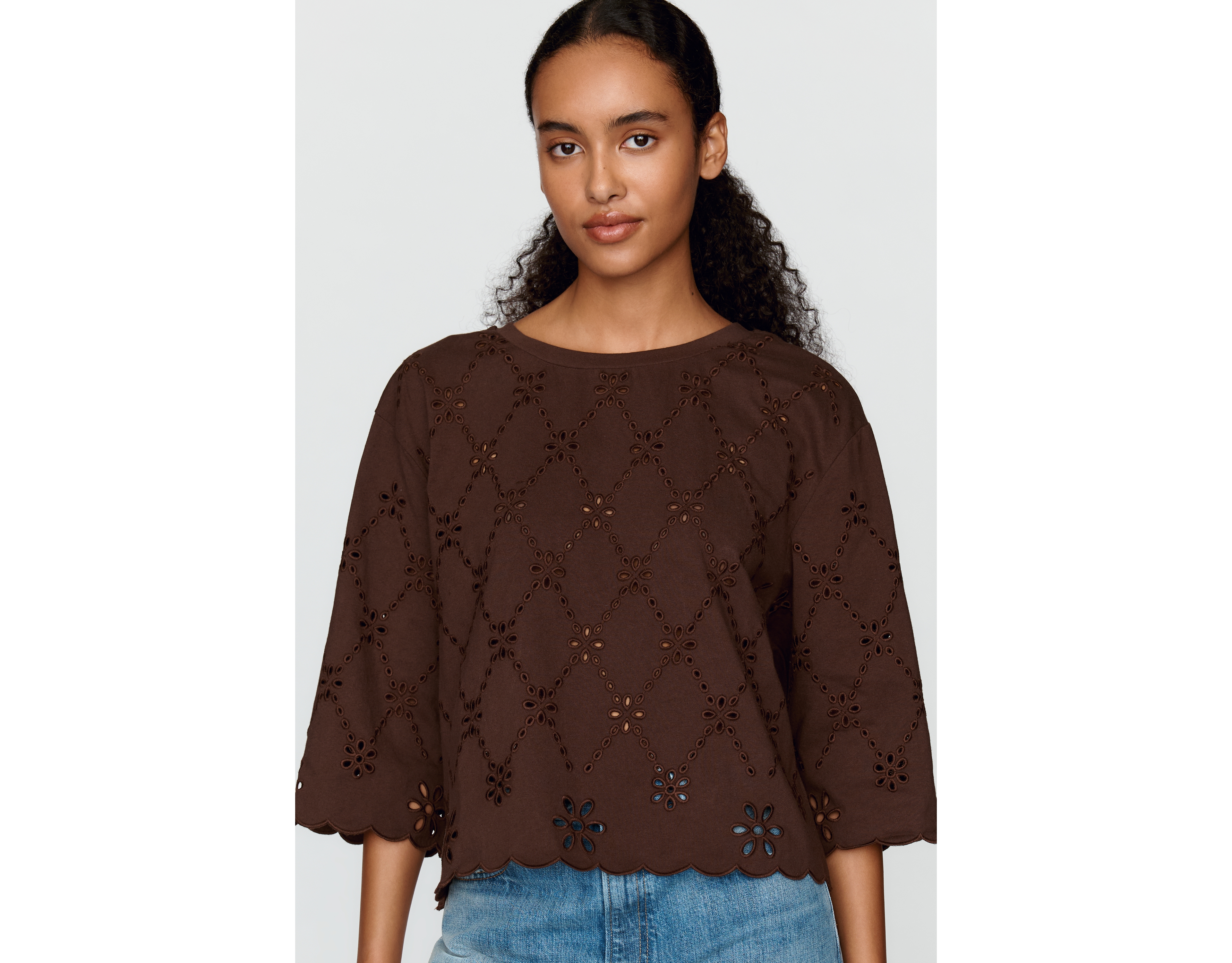 RAISONNEL 100% Cotton Eyelet Blouse
