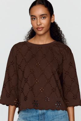 RAISONNEL 100% Cotton Eyelet Blouse