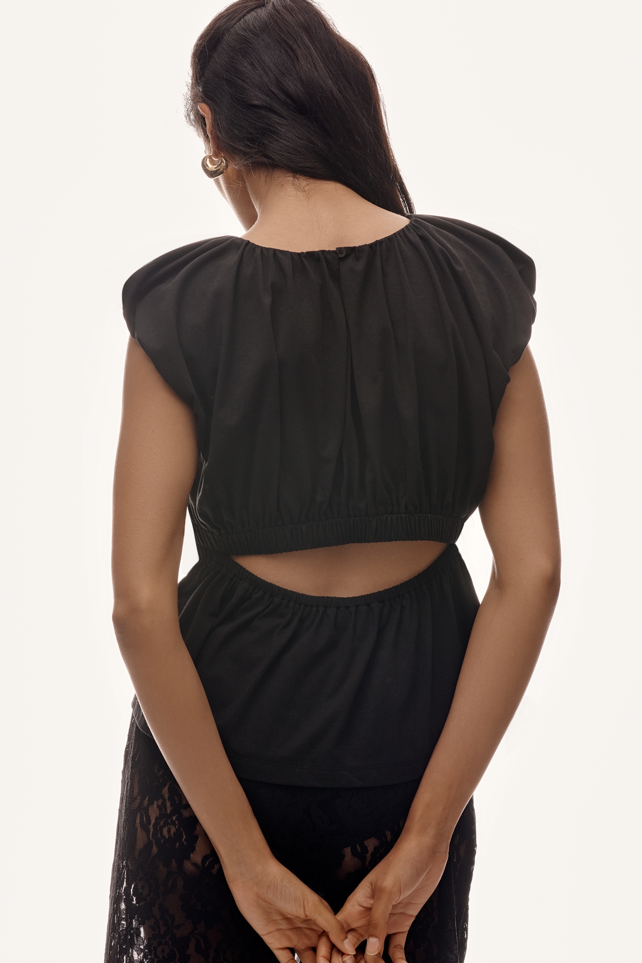 & Layered Puff-Sleeve Top