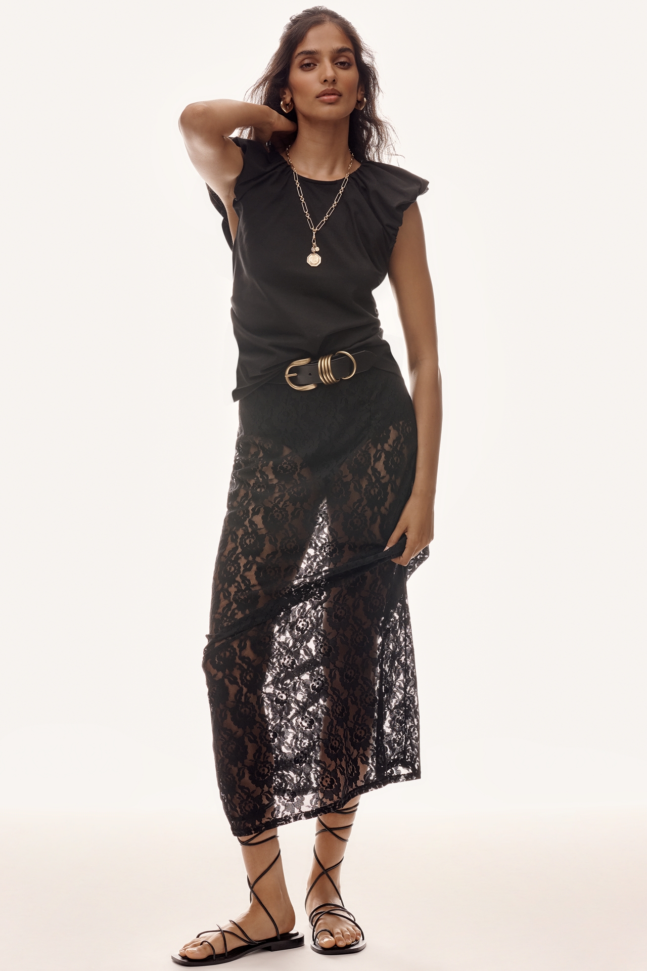 & Layered Puff-Sleeve Top