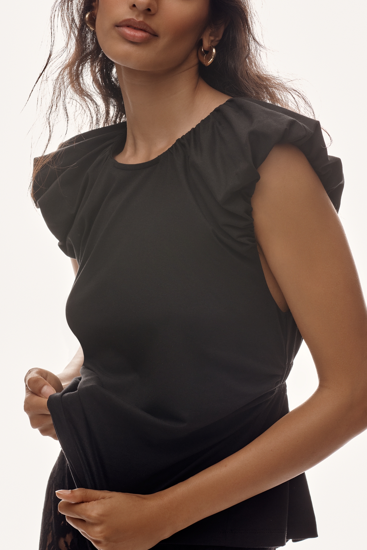 & Layered Puff-Sleeve Top