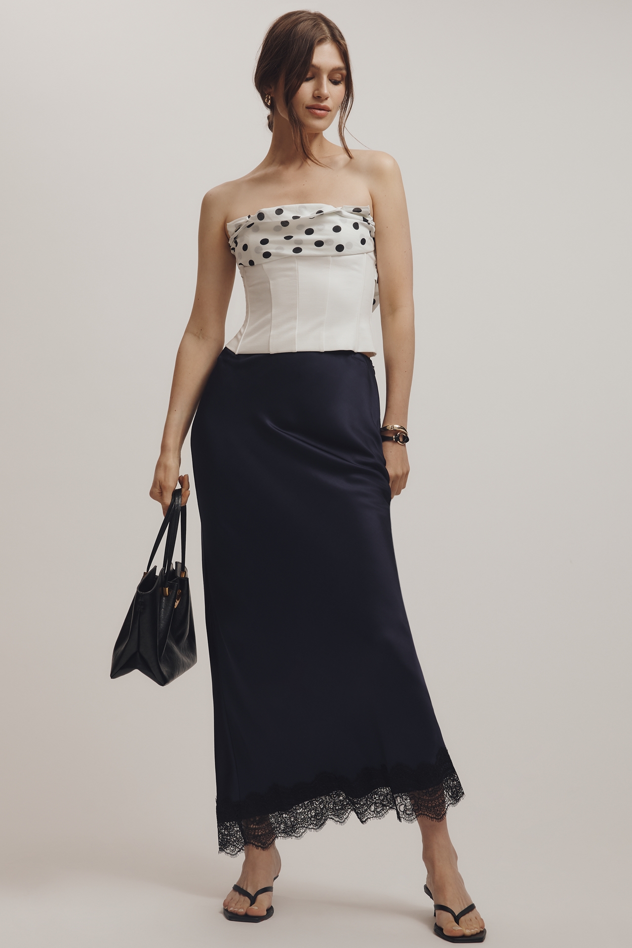 & Layered Strapless Corset Bow-Back Top