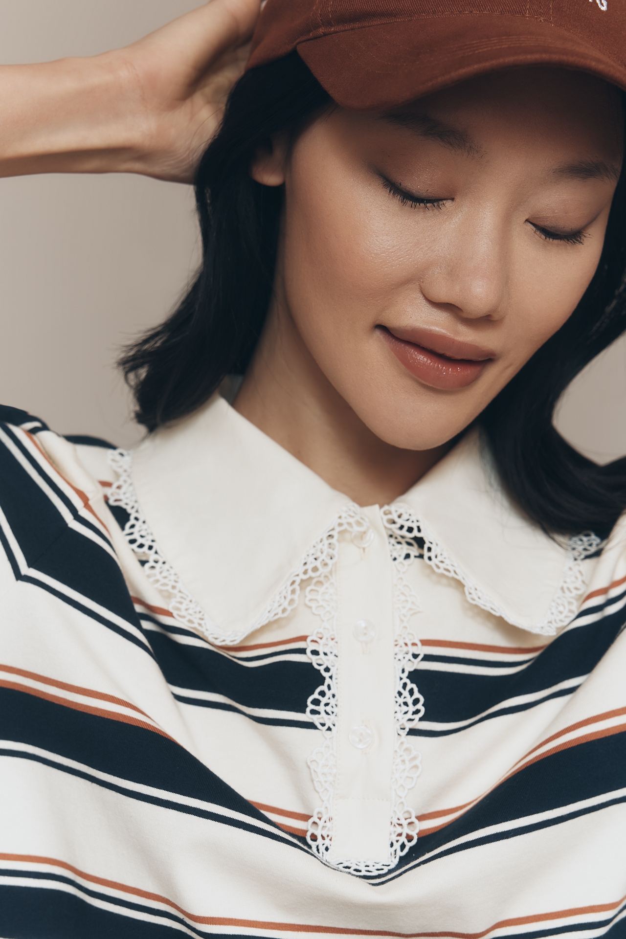 & Layered Lace Rugby Top