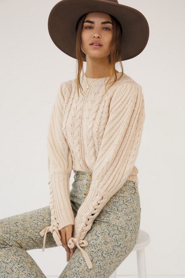 Carmen Cropped Cable-Knit Sweater #1