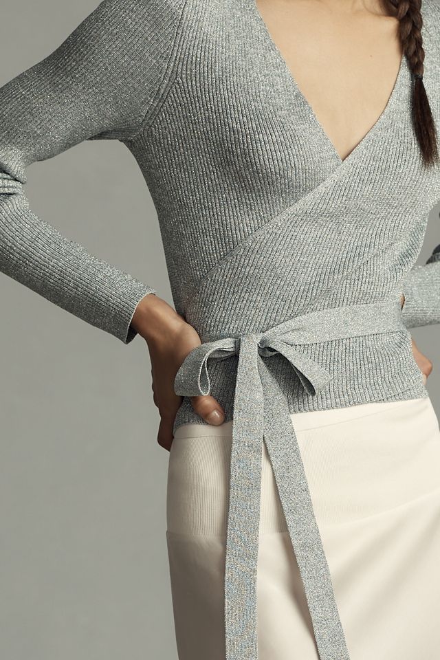 525 Long-Sleeve Wrap Shine Sweater #1