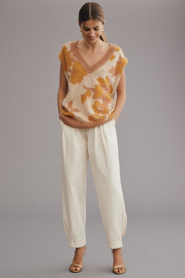 Maeve Plunging Loopy Floral Sweater Vest #2