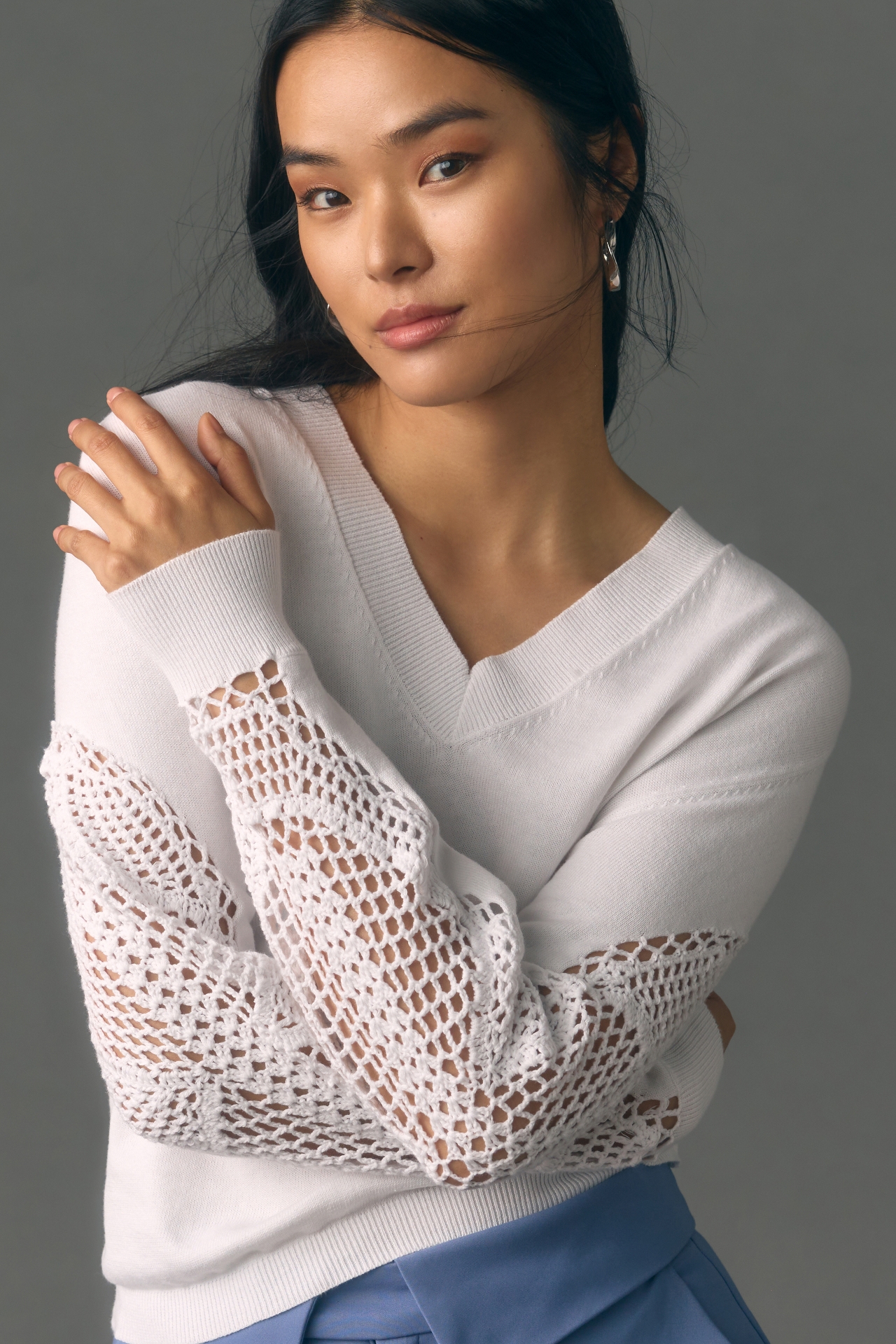 Bishop + Young Crochet Detail Pullover Sweater